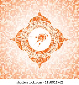 fertilization icon inside abstract orange mosaic emblem with background