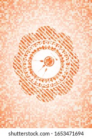 fertilization icon inside abstract orange mosaic emblem with background