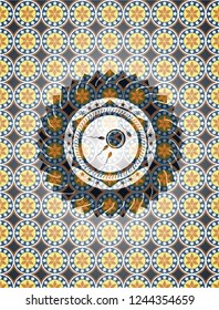 fertilization icon inside arabesque badge. arabic decoration.