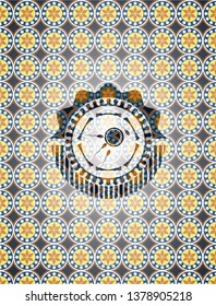 fertilization icon inside arabesque badge background. arabic decoration.