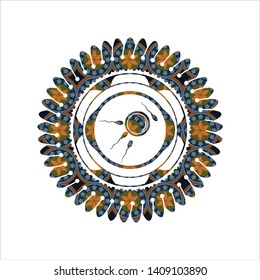 fertilization icon inside arabesque badge background. arabic decoration.