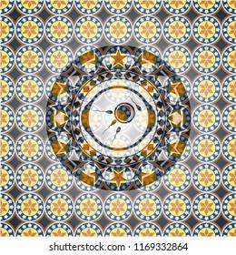 fertilization icon inside arabesque emblem. arabic decoration.