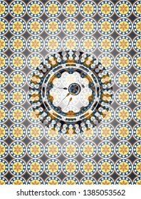 fertilization icon inside arabesque style emblem. arabic decoration.
