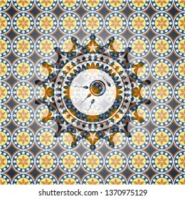 fertilization icon inside arabic badge background. Arabesque decoration.