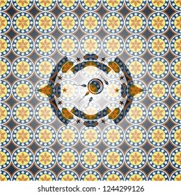 fertilization icon inside arabic emblem background. Arabesque decoration.