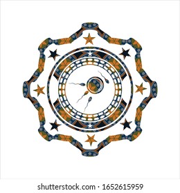 fertilization icon inside arabic style emblem. Arabesque decoration.