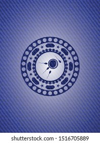 fertilization icon inside badge with jean texture