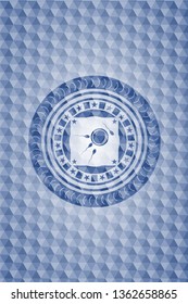 fertilization icon inside blue polygonal emblem.