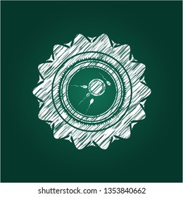 fertilization icon inside chalkboard emblem written on a blackboard