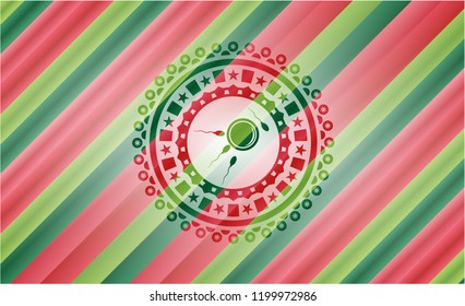 fertilization icon inside christmas badge background.