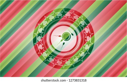 fertilization icon inside christmas badge background.
