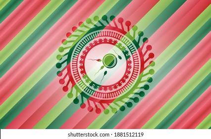 icono de fertilización dentro de la insignia de navidad. 
