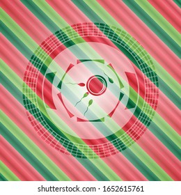 icono de fertilización dentro del emblema de Navidad.