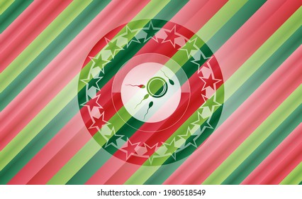 icono de fertilización dentro del fondo del emblema de navidad. 
