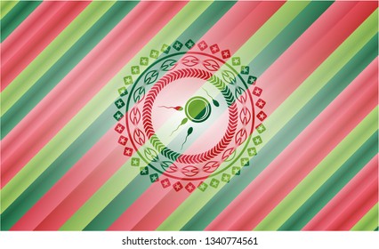 fertilization icon inside christmas style emblem.