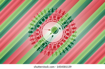 fertilization icon inside christmas style emblem.