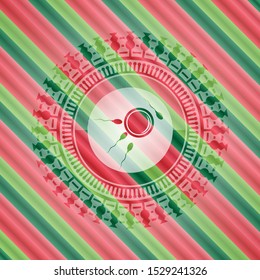 fertilization icon inside christmas style badge..