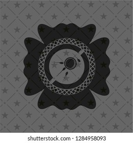 fertilization icon inside dark emblem. Retro