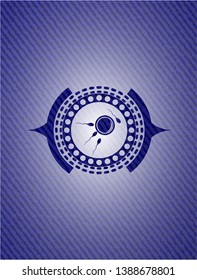 fertilization icon inside emblem with jean texture