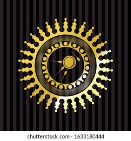 fertilization icon inside gold badge or emblem