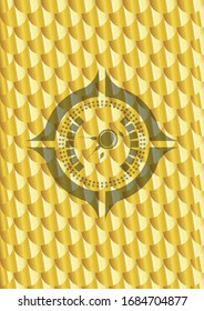 fertilization icon inside gold badge or emblem. Scales pattern. Vector Illustration. Detailed.