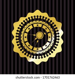 icono de fertilización dentro de la insignia o emblema de oro