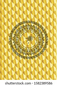fertilization icon inside gold shiny badge. Scales pattern. Vector Illustration. Detailed.