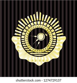 fertilization icon inside golden badge or emblem