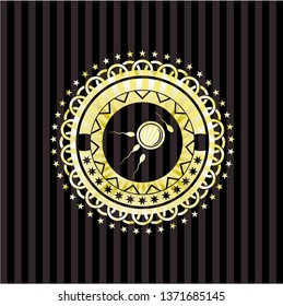 fertilization icon inside golden emblem or badge