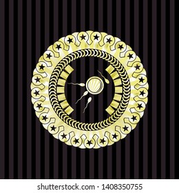 fertilization icon inside golden emblem or badge