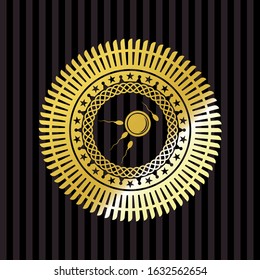 fertilization icon inside golden emblem or badge