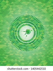 fertilization icon inside green emblem with mosaic background