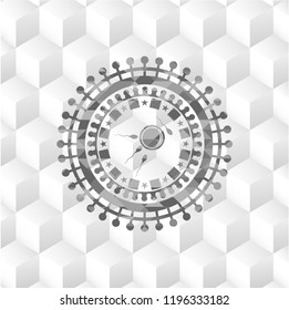 fertilization icon inside grey badge with geometric cube white background