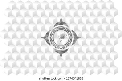 fertilization icon inside grey badge with geometric cube white background