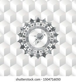 fertilization icon inside grey badge with geometric cube white background
