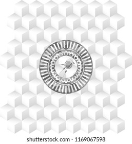 fertilization icon inside grey emblem. Vintage with geometric cube white background