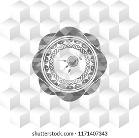fertilization icon inside grey emblem. Retro with geometric cube white background