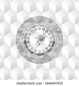 fertilization icon inside grey emblem. Retro with geometric cube white background