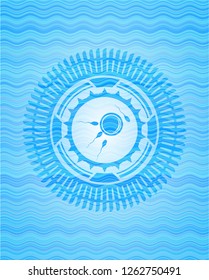 fertilization icon inside light blue water wave badge background.