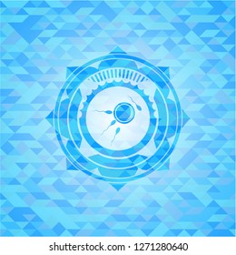 fertilization icon inside light blue mosaic emblem