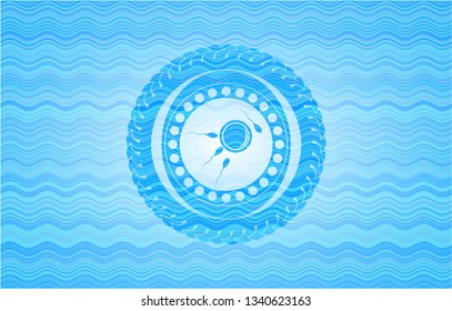 fertilization icon inside light blue water wave style badge.
