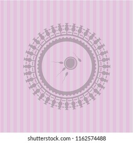 fertilization icon inside pink emblem. Retro