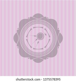 fertilization icon inside pink emblem. Vintage.