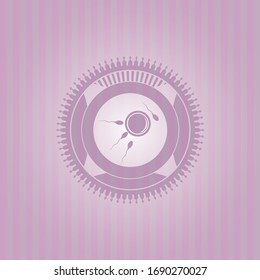 icono de fertilización dentro del emblema rosa. Vintage.