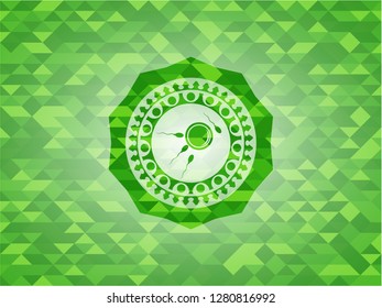 fertilization icon inside realistic green mosaic emblem