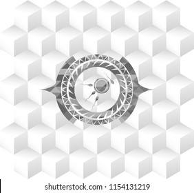 fertilization icon inside realistic grey emblem with cube white background