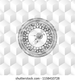 fertilization icon inside realistic grey emblem with geometric cube white background