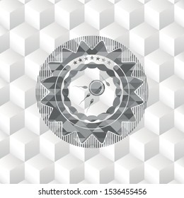 fertilization icon inside realistic grey emblem with geometric cube white background