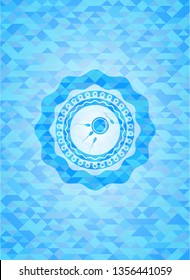 fertilization icon inside realistic sky blue mosaic emblem