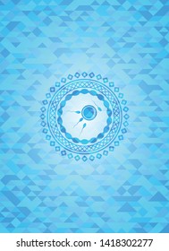 fertilization icon inside realistic sky blue emblem. Mosaic background